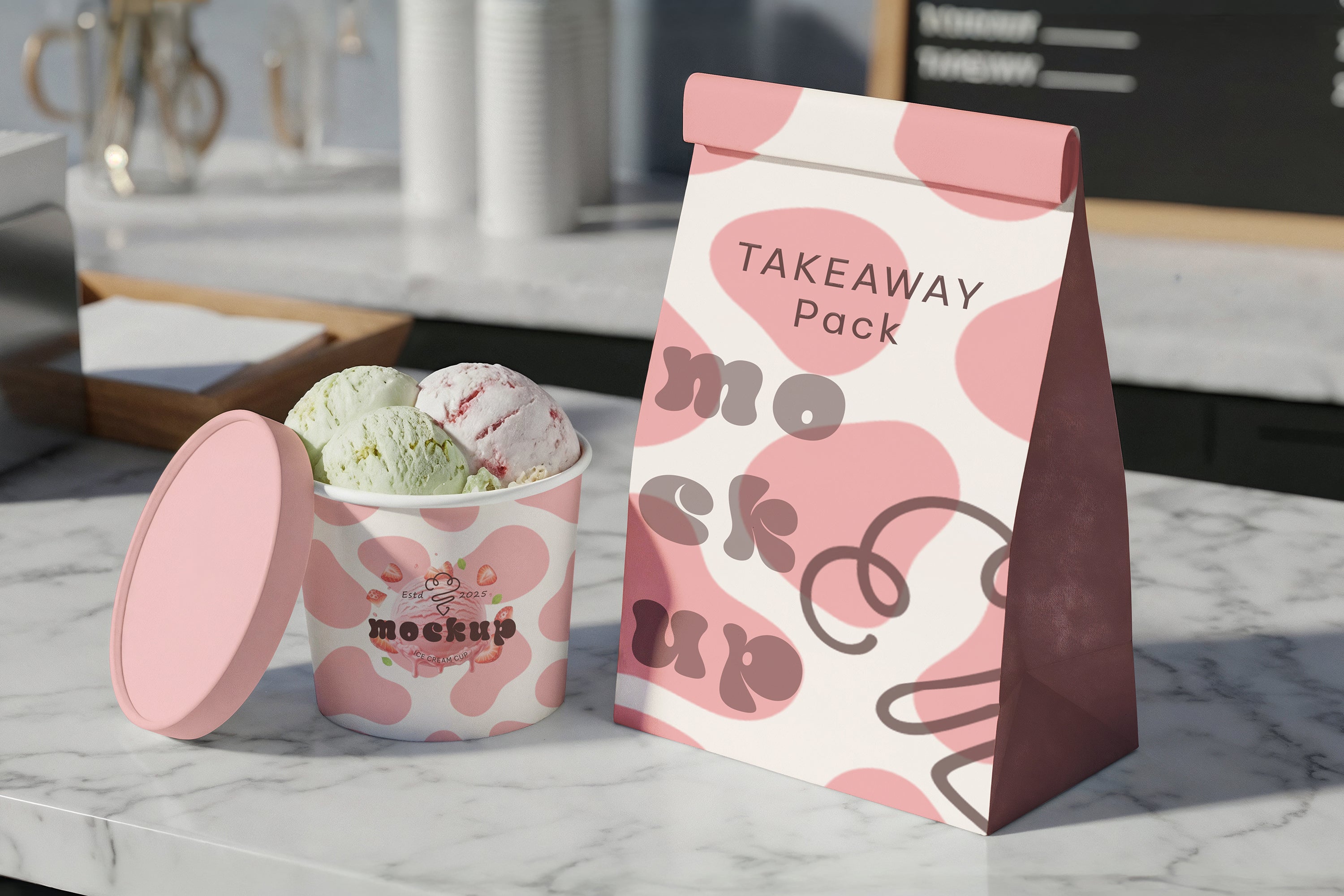 Premium Ice Cream Branding Mockups