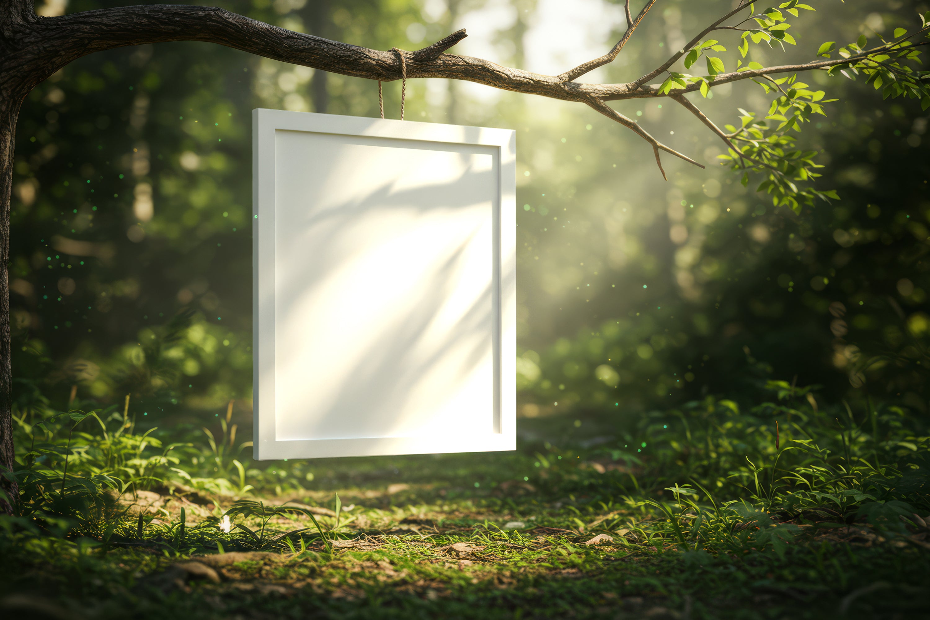 Free Frame in Forest Clearing Mockup