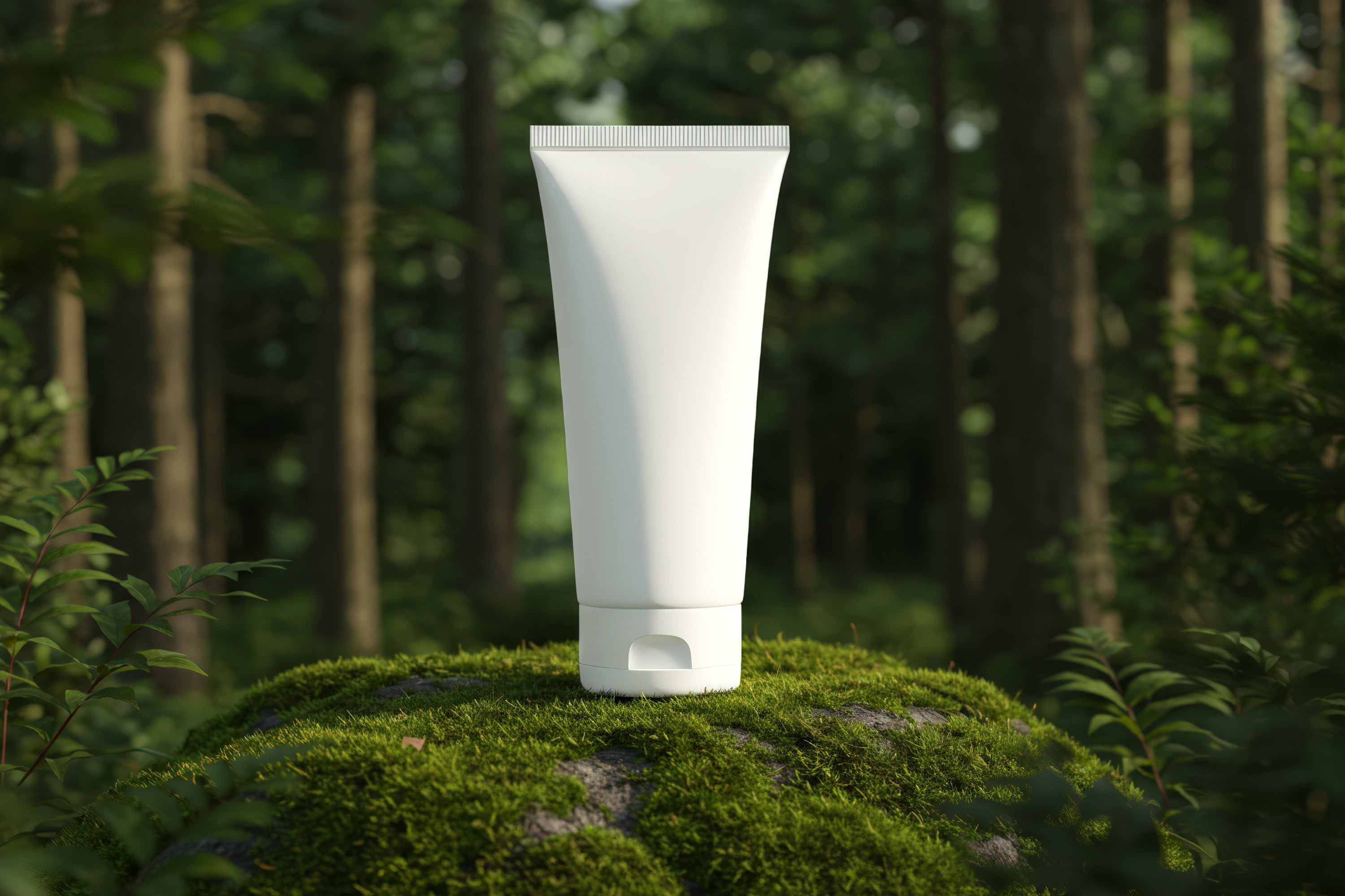 Free Cosmetic Tube in Forest Mockup