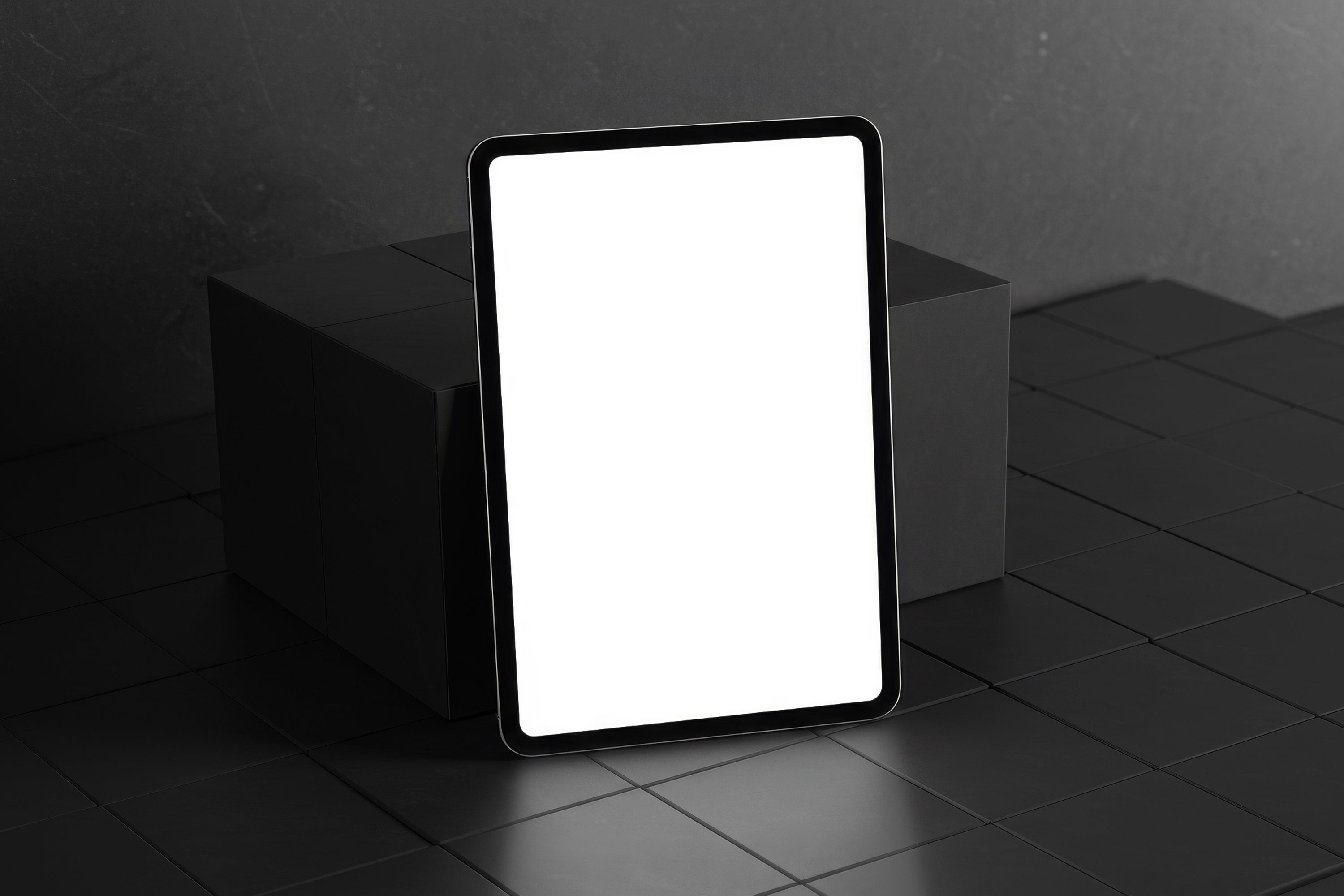 Free iPad on Dark Box Mockup
