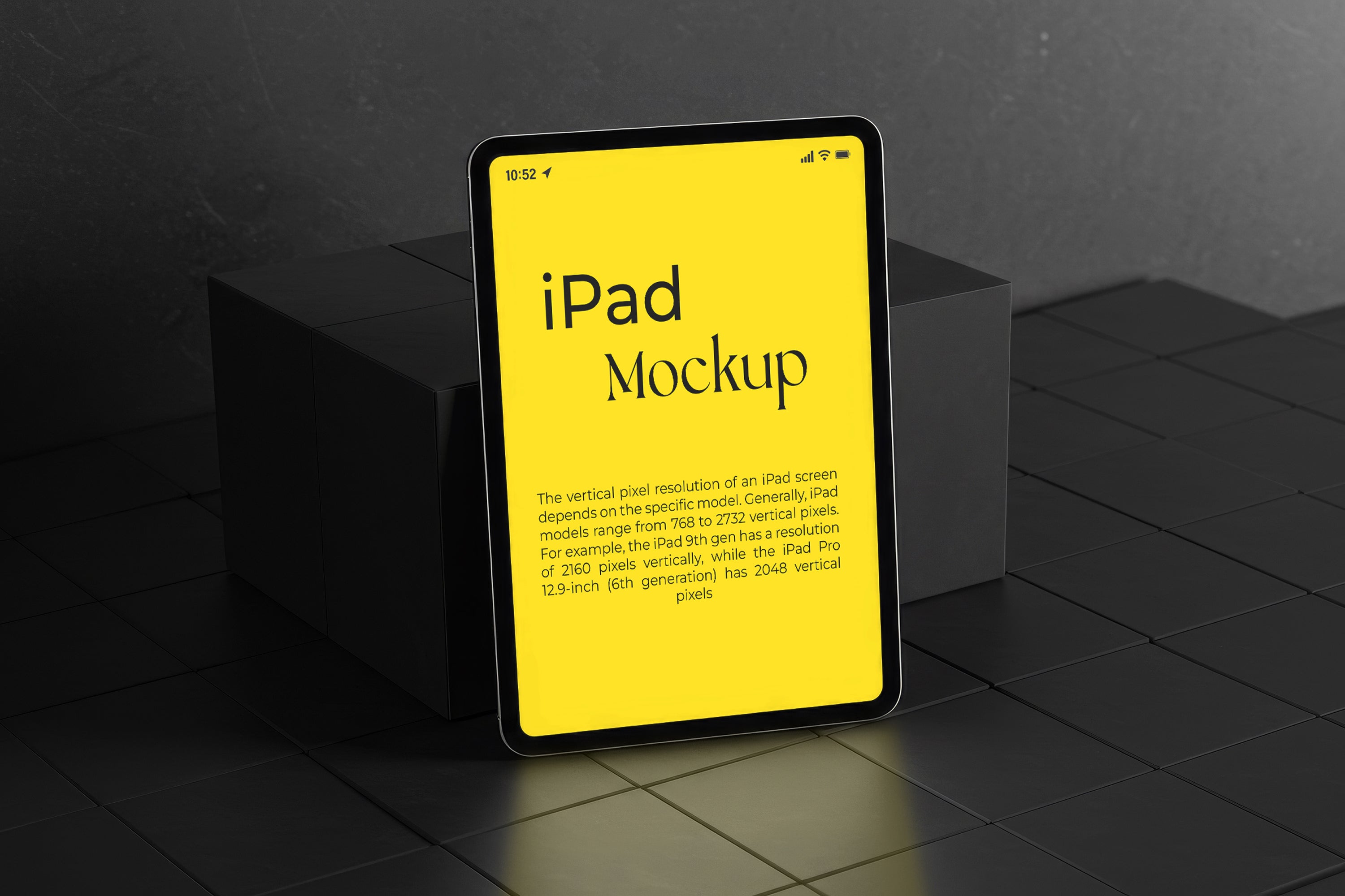 Free iPad on Dark Box Mockup