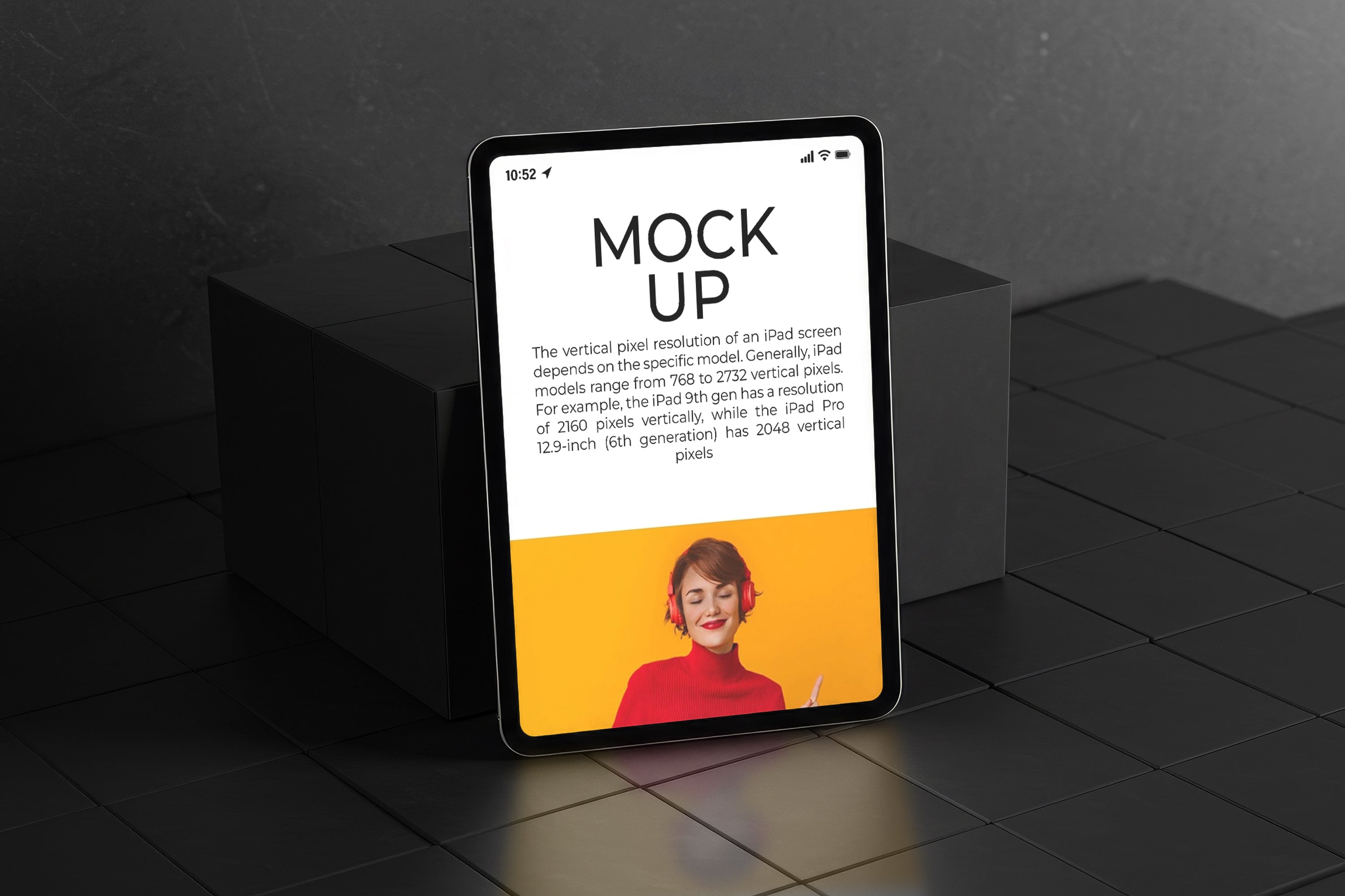 Free iPad on Dark Box Mockup