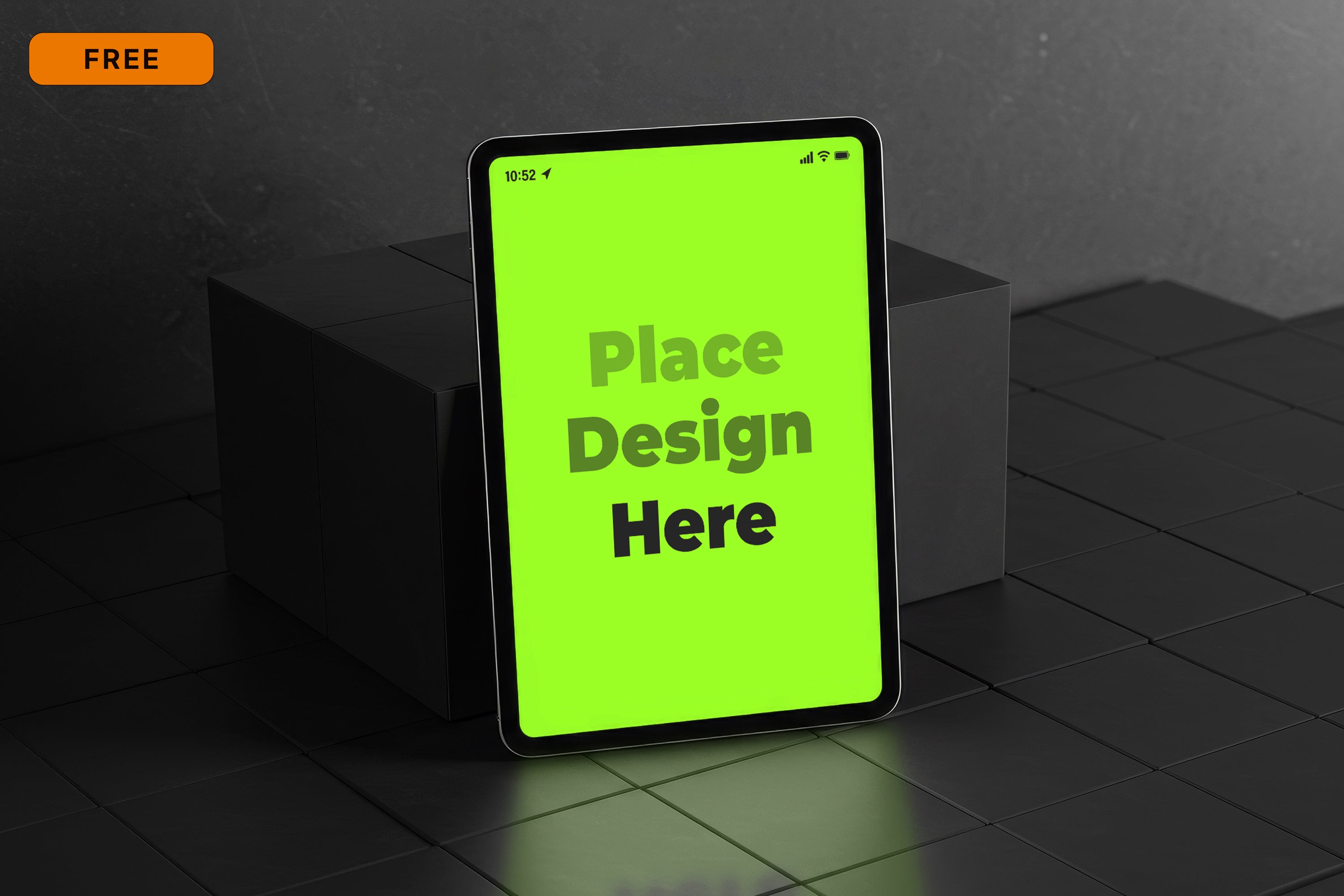 Free iPad on Dark Box Mockup