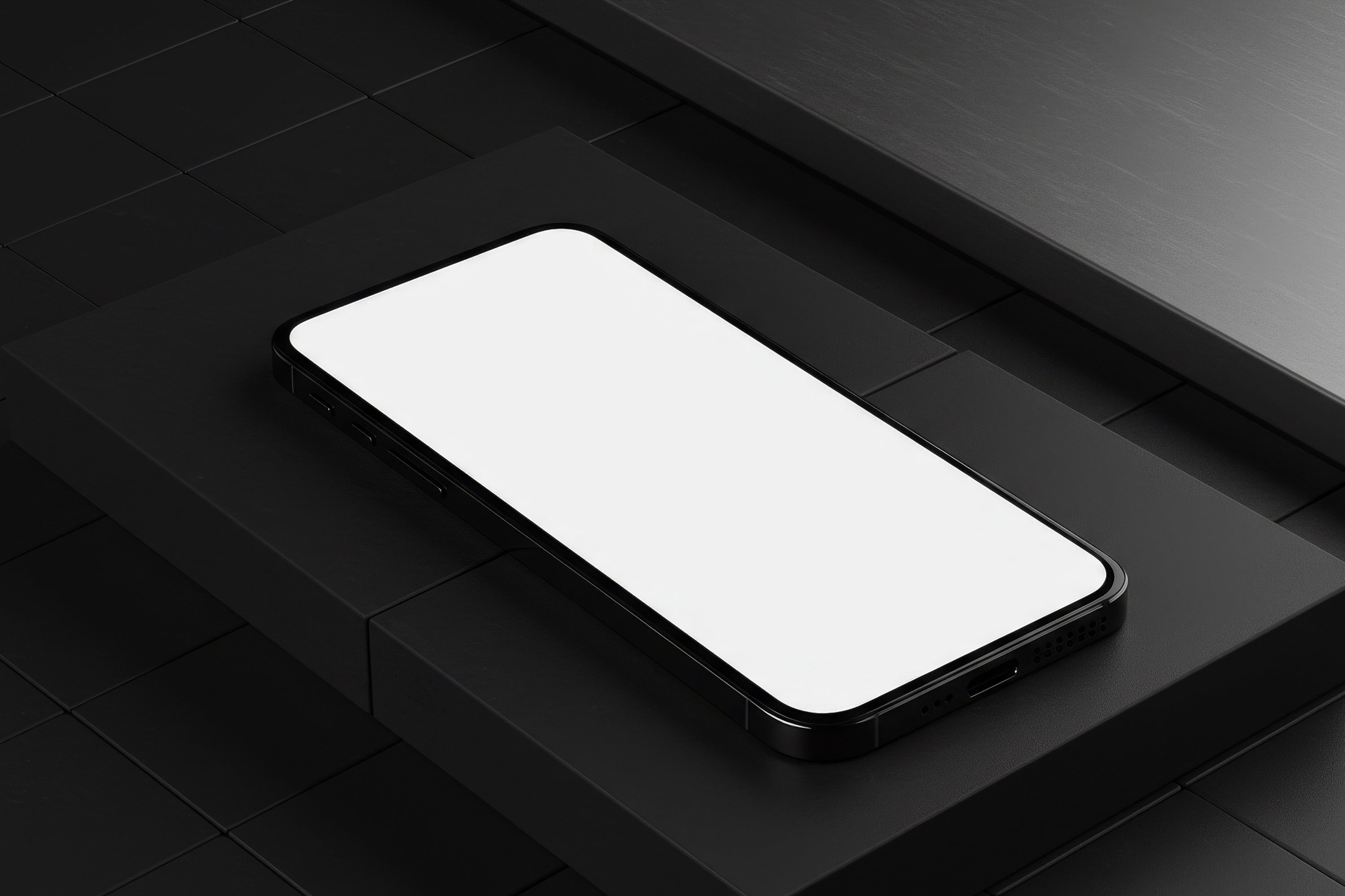 Free iPhone on Dark Box Mockup