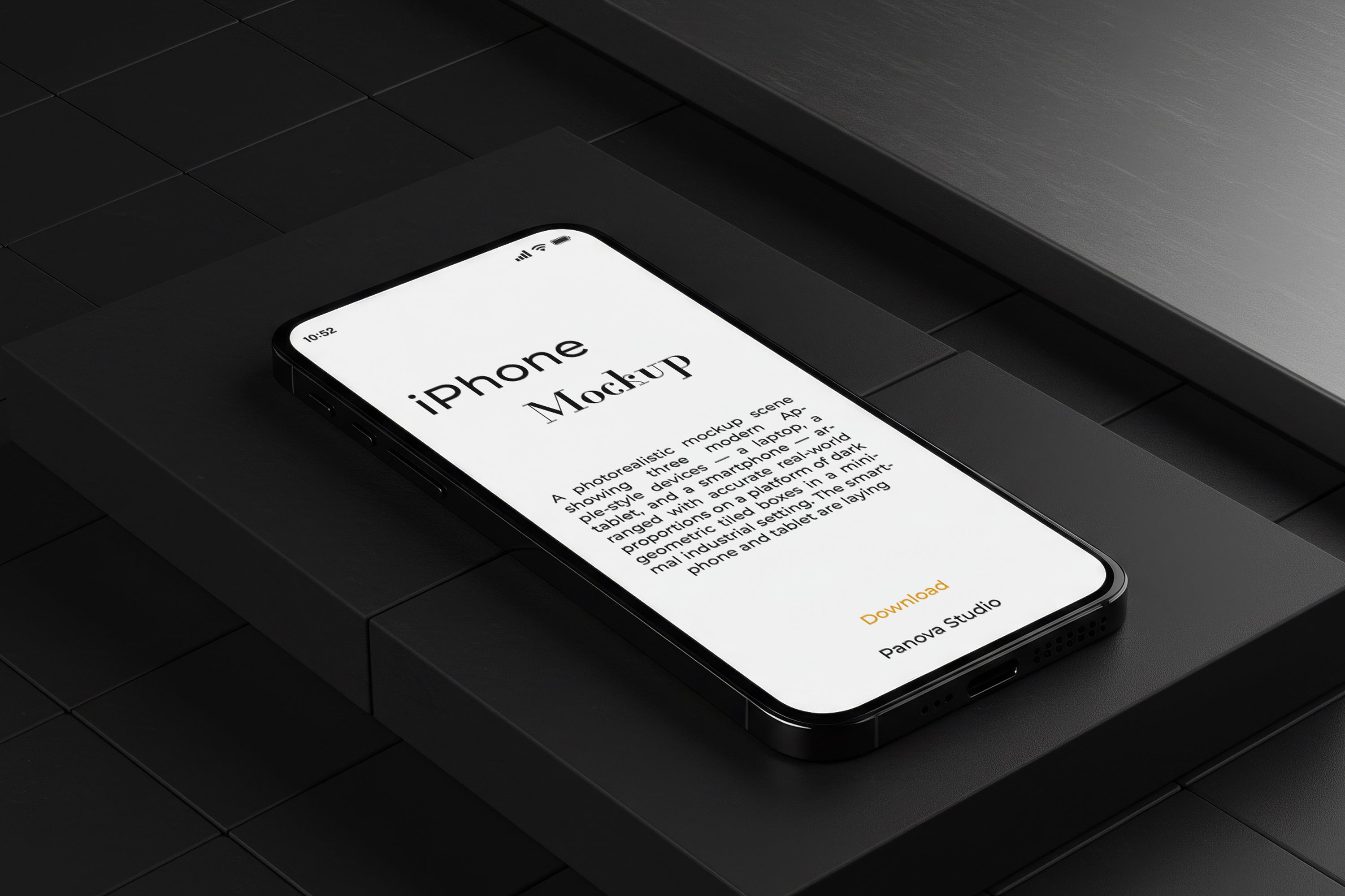Free iPhone on Dark Box Mockup