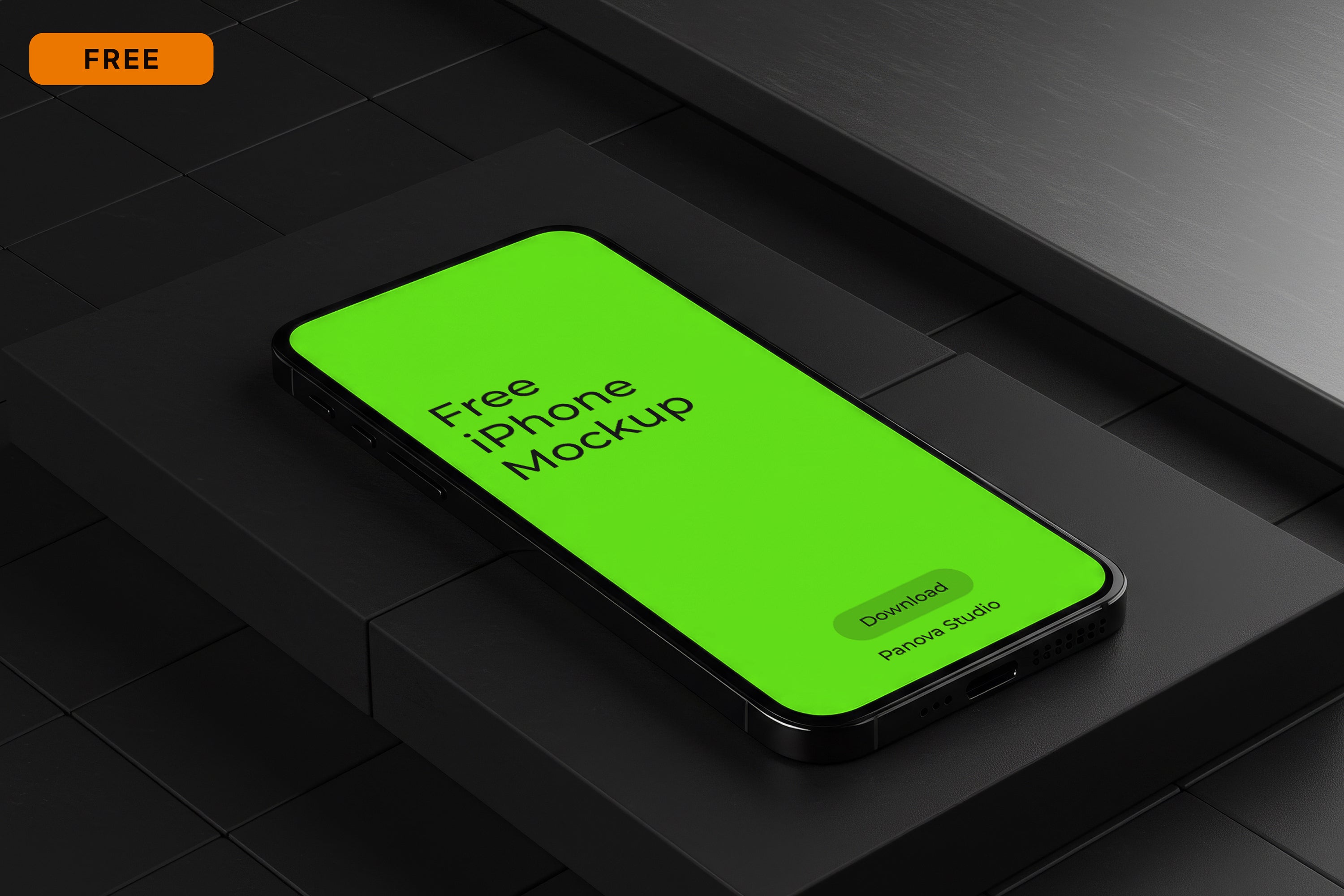 Free iPhone on Dark Box Mockup
