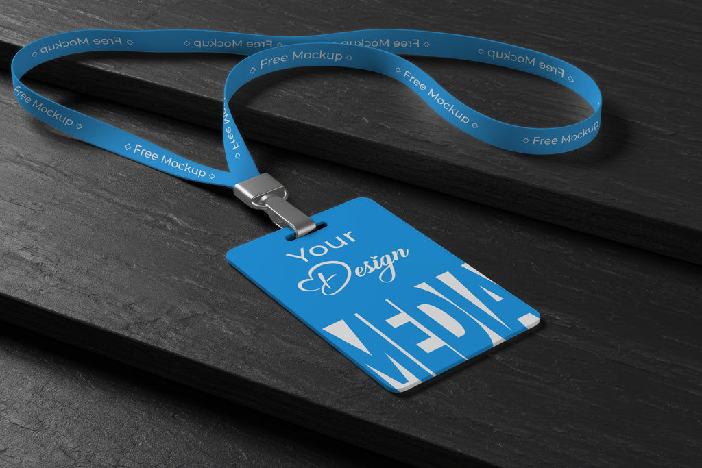 Free ID Card on Dark Steps Mockup