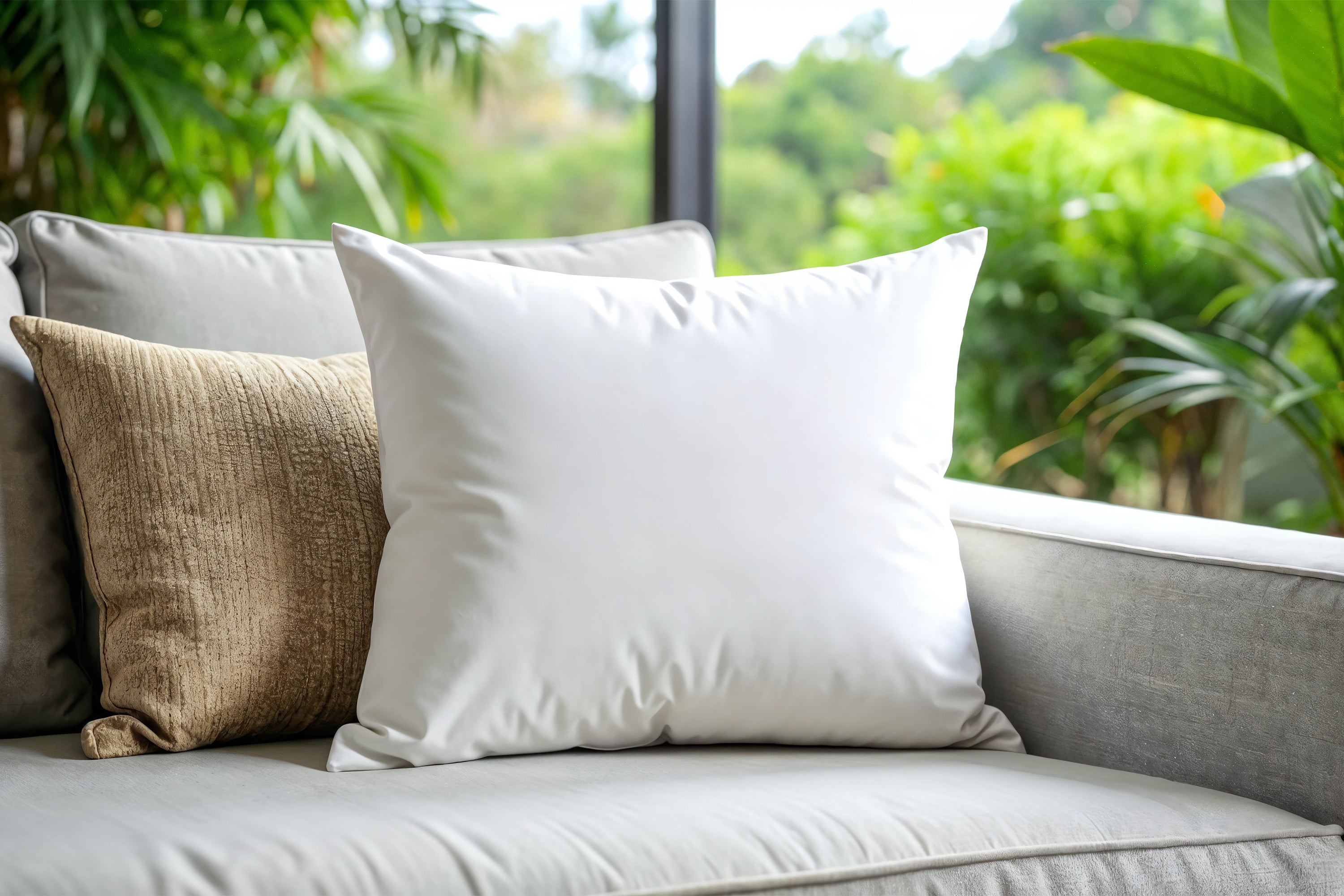 Free Pillow on Sofa Mockup