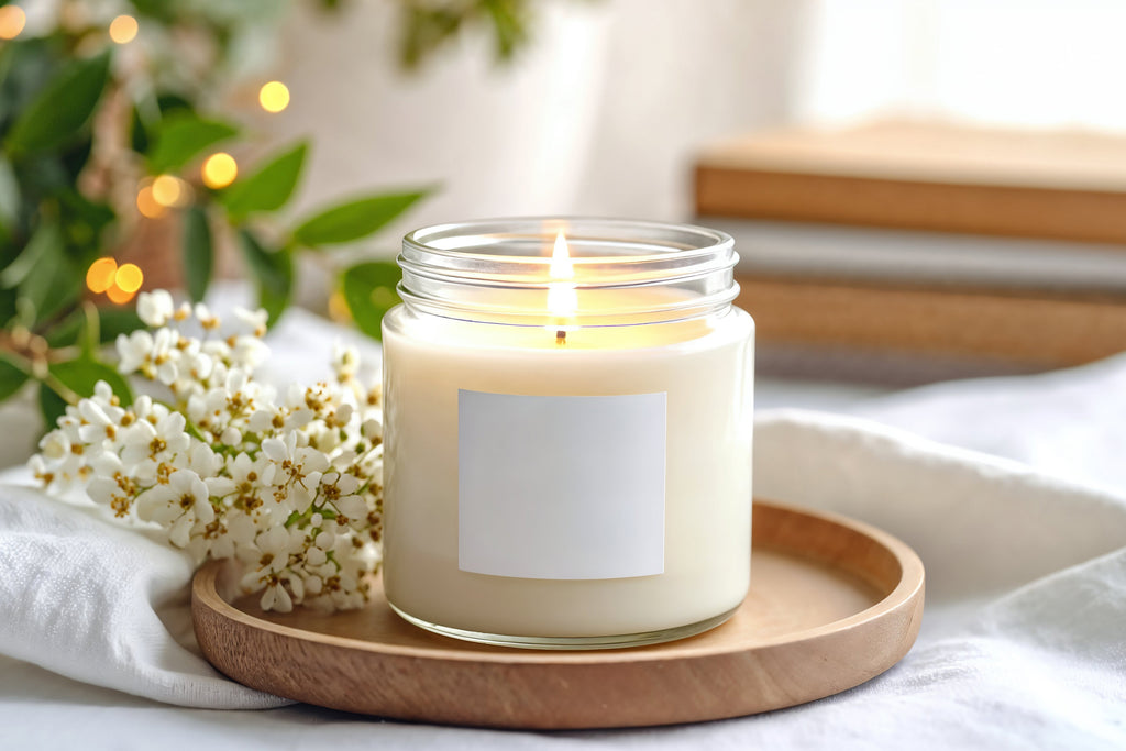 Free Candle Jar with Decor Mockup